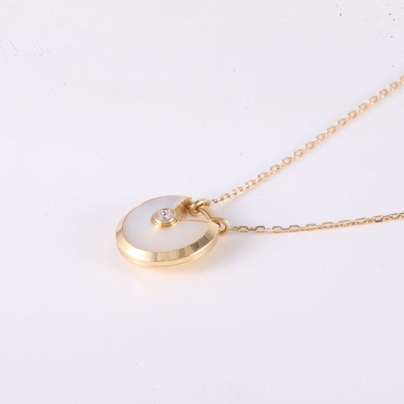 Cartier AmulettedeCartier護s符項鏈大號白貝母18k金18K黃金/鑽石/白貝母項鏈黃金項鍊-1