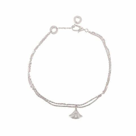 BVLGARI DIVASDREAM滿鑽小扇子手鏈18K白金/鑽石M-L碼白金滿鑽18K小扇子手鏈手鍊／手環