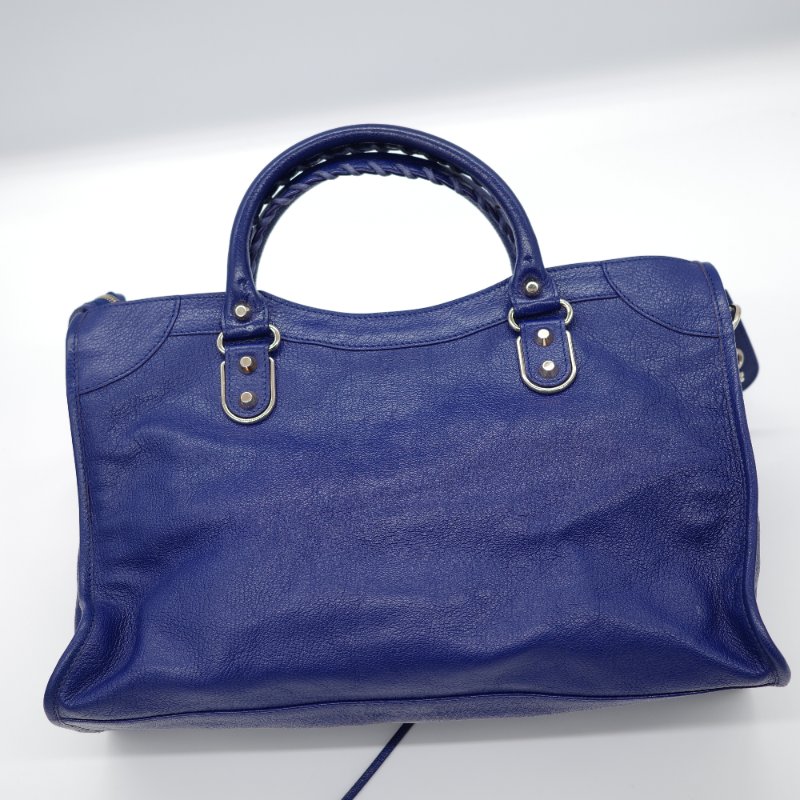 【超級新呀🌟 】Balenciaga 巴黎世家 Classic 經典款 牛皮革 機車包 電光藍 銀扣 手提包 單肩包-2