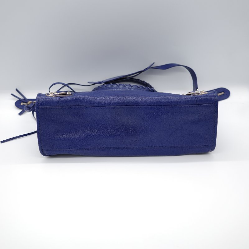 【超級新呀🌟 】Balenciaga 巴黎世家 Classic 經典款 牛皮革 機車包 電光藍 銀扣 手提包 單肩包-5