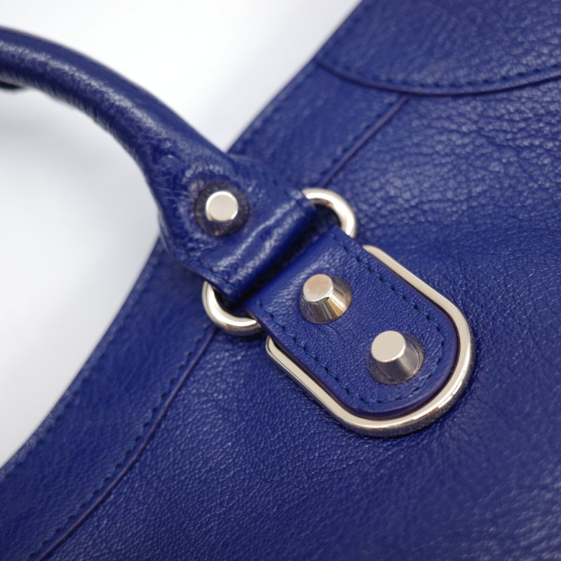 【超級新呀🌟 】Balenciaga 巴黎世家 Classic 經典款 牛皮革 機車包 電光藍 銀扣 手提包 單肩包-7