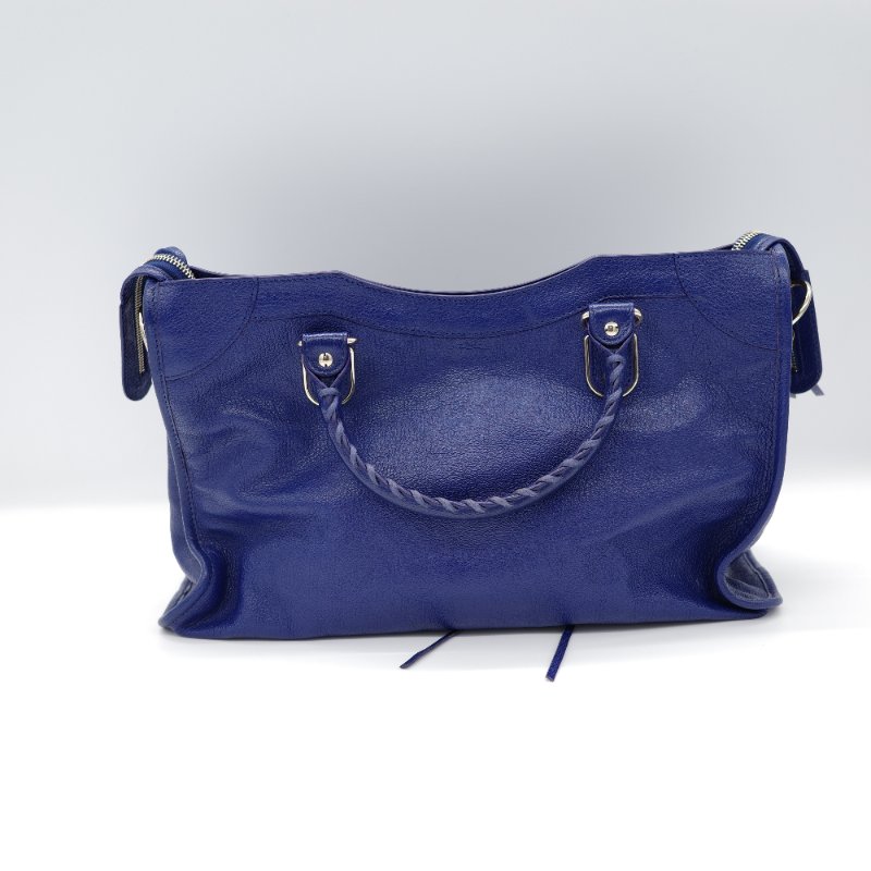 【超級新呀🌟 】Balenciaga 巴黎世家 Classic 經典款 牛皮革 機車包 電光藍 銀扣 手提包 單肩包-10