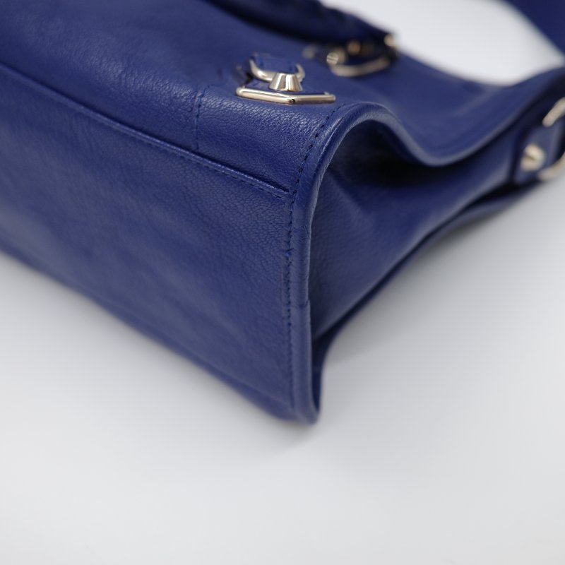 【超級新呀🌟 】Balenciaga 巴黎世家 Classic 經典款 牛皮革 機車包 電光藍 銀扣 手提包 單肩包-11