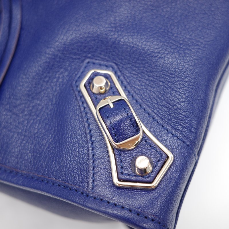 【超級新呀🌟 】Balenciaga 巴黎世家 Classic 經典款 牛皮革 機車包 電光藍 銀扣 手提包 單肩包-13