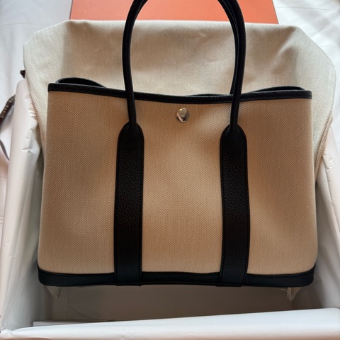 💖Hermes Garden Party 30 帆布款 熊貓💖 全新全配