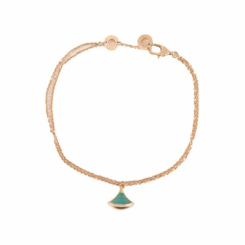 BVLGARI DIVASDREAM孔雀石小扇子手鏈18K玫瑰金/孔雀石M-L碼玫瑰金手鍊／手環