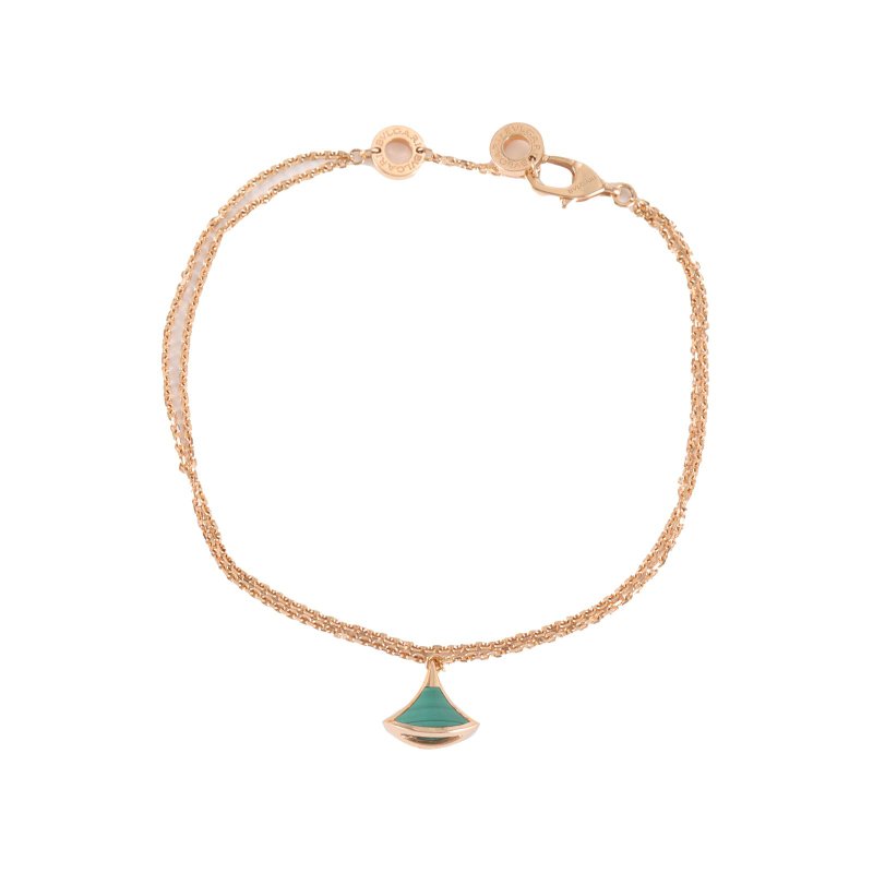 BVLGARI DIVASDREAM孔雀石小扇子手鏈18K玫瑰金/孔雀石M-L碼玫瑰金手鍊／手環-0
