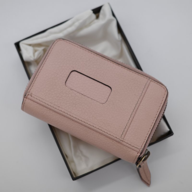 Gucci 古馳 粉色牛皮 瑪格麗特 女王蜂 零錢包 卡包 卡夾-1