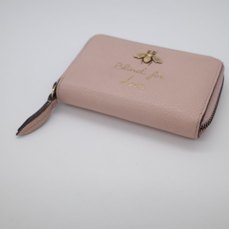 Gucci 古馳 粉色牛皮 瑪格麗特 女王蜂 零錢包 卡包 卡夾-6