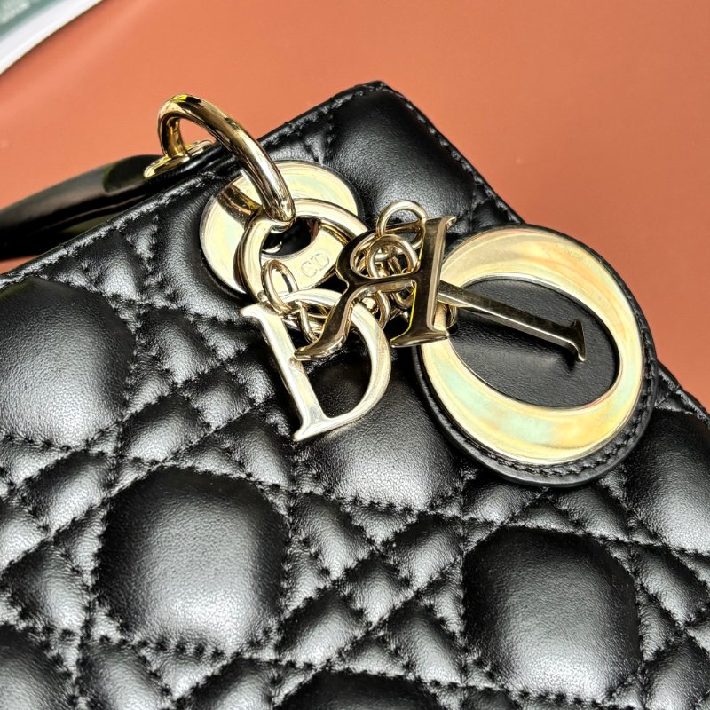 ::Christain Dior:: Lady Dior My ABCDior 小型包款 黛妃包 黑色手提包 斜背包 Cannage 籐格紋羊皮-9