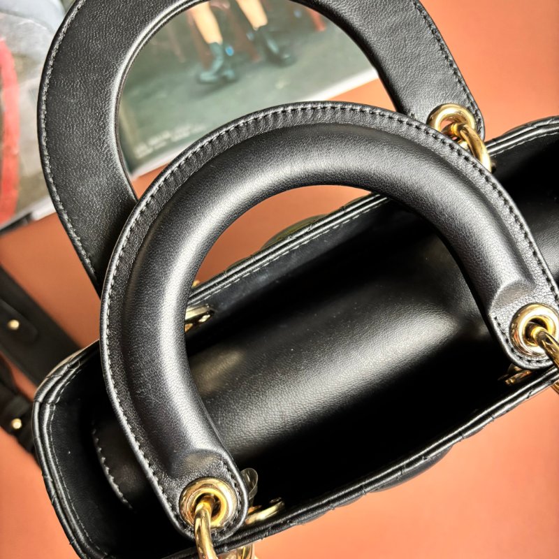 ::Christain Dior:: Lady Dior My ABCDior 小型包款 黛妃包 黑色手提包 斜背包 Cannage 籐格紋羊皮-13