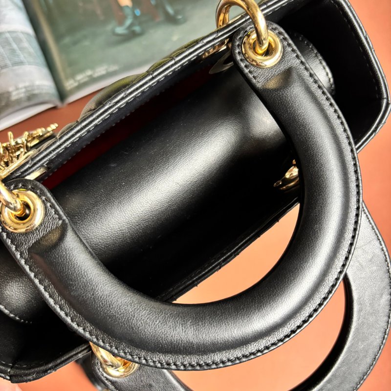 ::Christain Dior:: Lady Dior My ABCDior 小型包款 黛妃包 黑色手提包 斜背包 Cannage 籐格紋羊皮-14