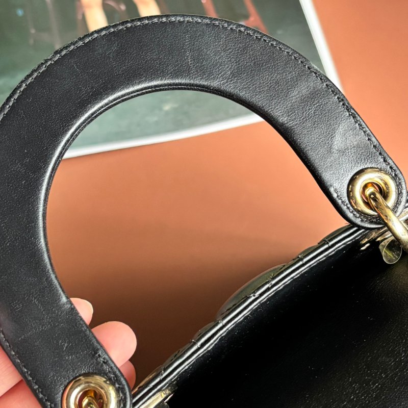 ::Christain Dior:: Lady Dior My ABCDior 小型包款 黛妃包 黑色手提包 斜背包 Cannage 籐格紋羊皮-22