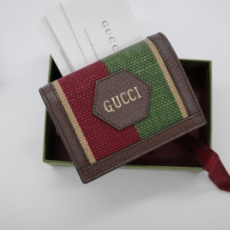 百年限量款 Gucci 古馳 亞麻色 拼色 牛皮革 短錢包 短夾-5