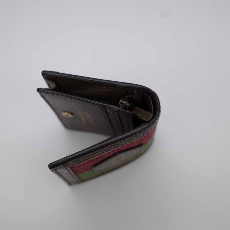 百年限量款 Gucci 古馳 亞麻色 拼色 牛皮革 短錢包 短夾-6