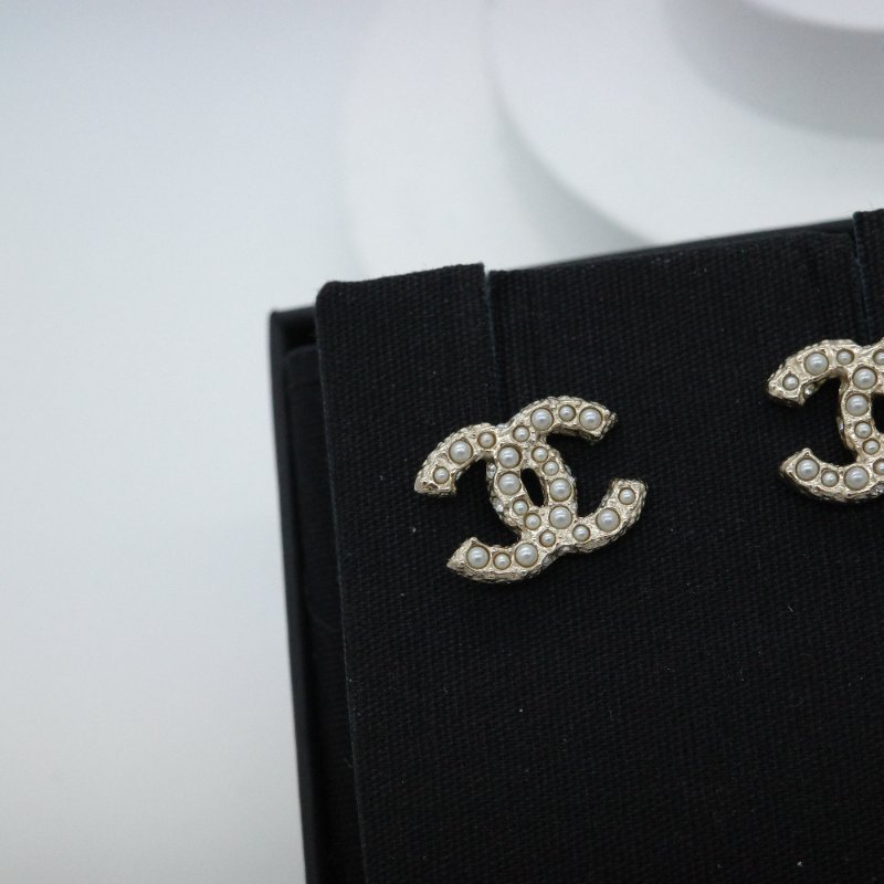 Chanel 香奈兒 珍珠 CC Logo 耳環 耳釘 耳墜-0