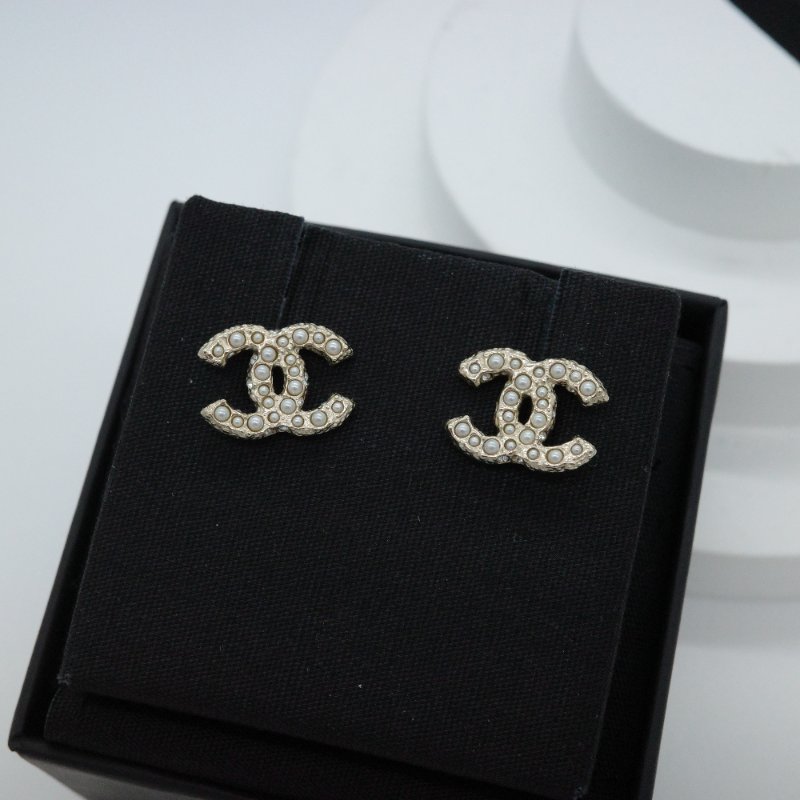 Chanel 香奈兒 珍珠 CC Logo 耳環 耳釘 耳墜-5