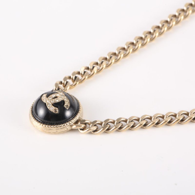 CHANEL 合金22C琺瑯紐扣水鑽項鏈項鍊-1