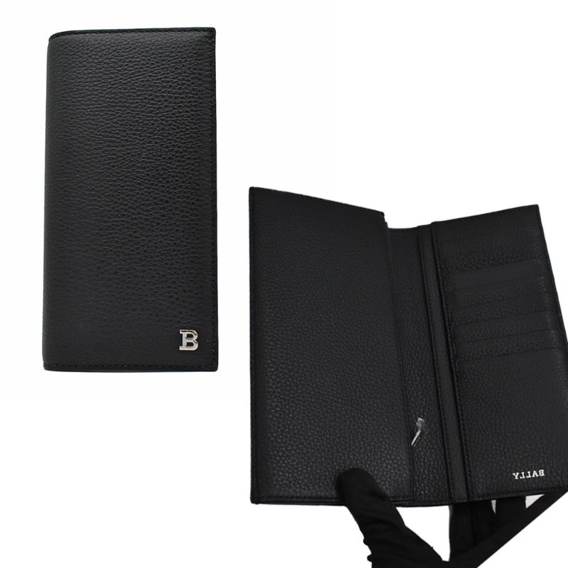 【門市全新現貨】BALLY 金屬LOGO牛皮對開長夾(附原廠紙盒)-0