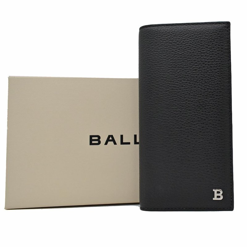 【門市全新現貨】BALLY 金屬LOGO牛皮對開長夾(附原廠紙盒)-1