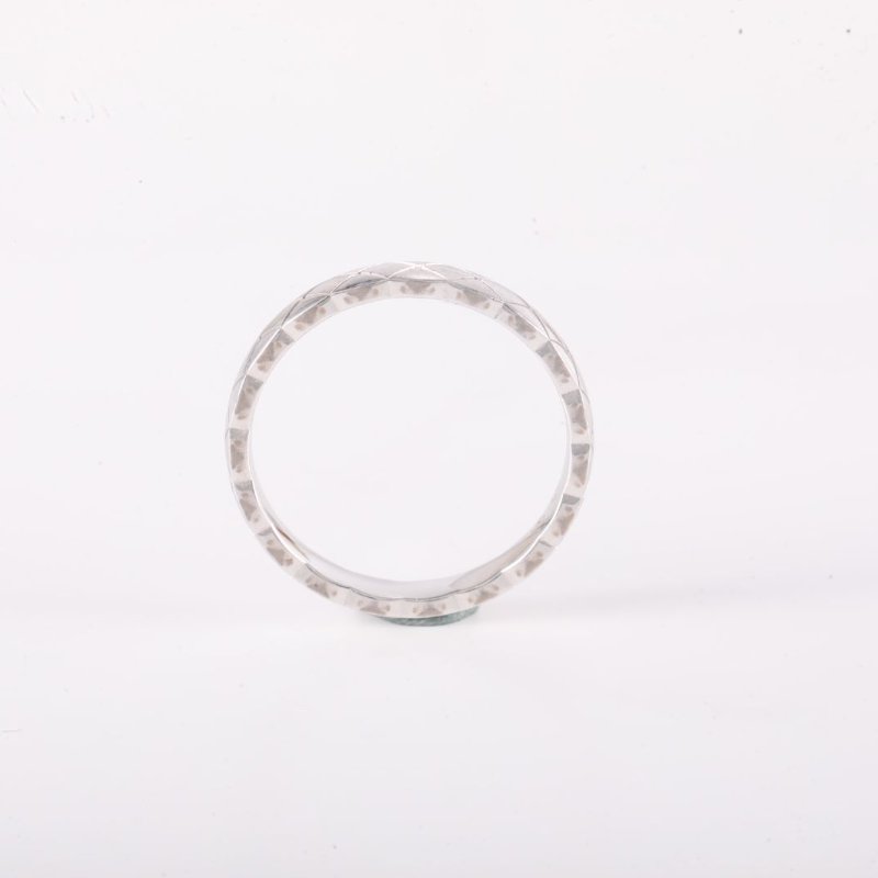 CHANEL CocoCrush窄版18K金菱格戒指18K白金57白金戒指-2