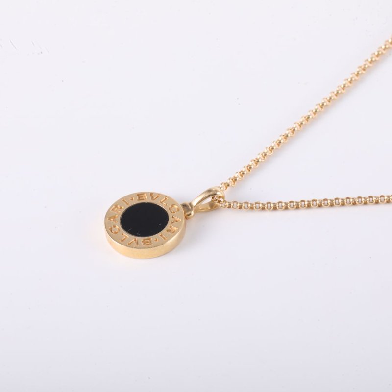 BVLGARI BVLGARIBVLGARI雙面縞瑪瑙小圓餅項鏈18K黃金/縞瑪瑙項鏈黃金項鍊-1