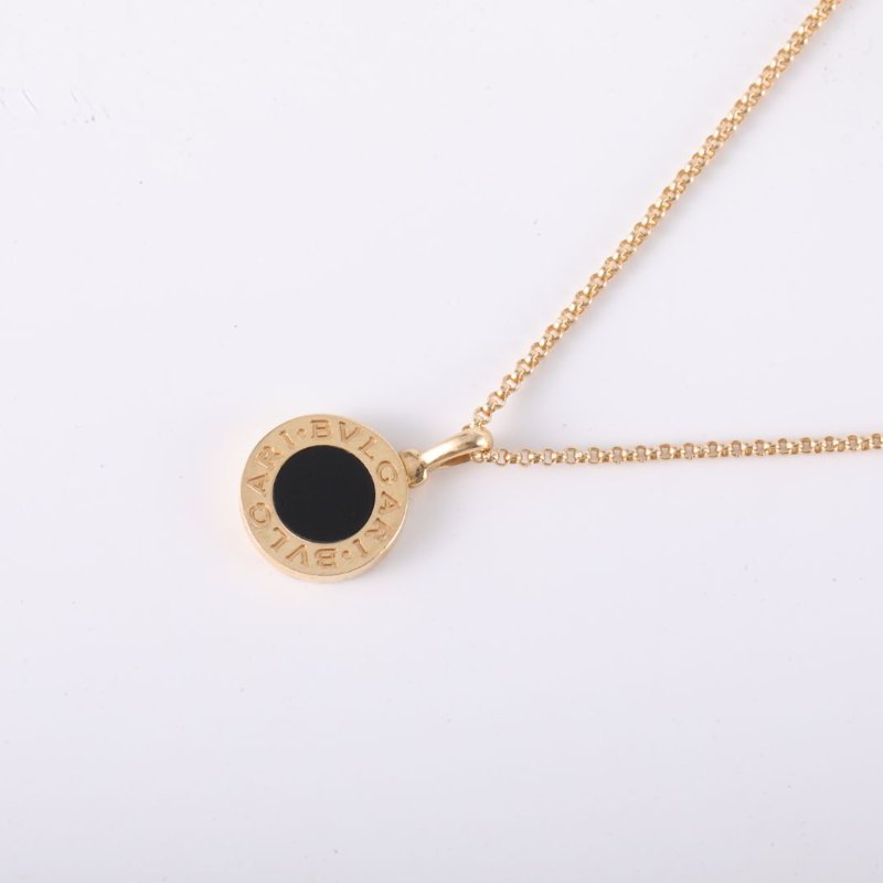BVLGARI BVLGARIBVLGARI雙面縞瑪瑙小圓餅項鏈18K黃金/縞瑪瑙項鏈黃金項鍊-2