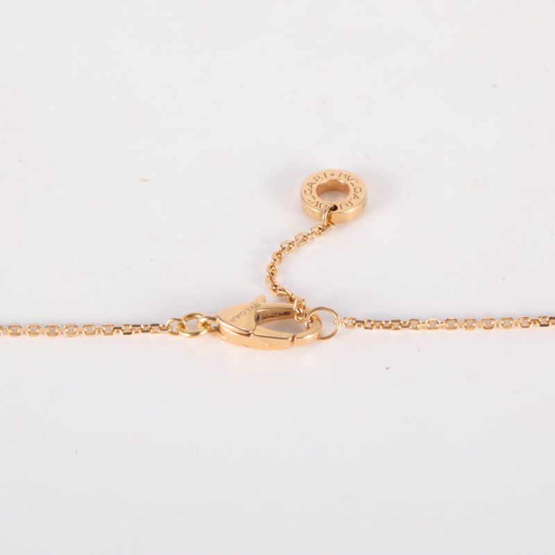 BVLGARI DIVASDREAM縞瑪瑙單鑽18K金小扇子18K黃金/鑽石/縞瑪瑙項鏈黃金項鍊-4