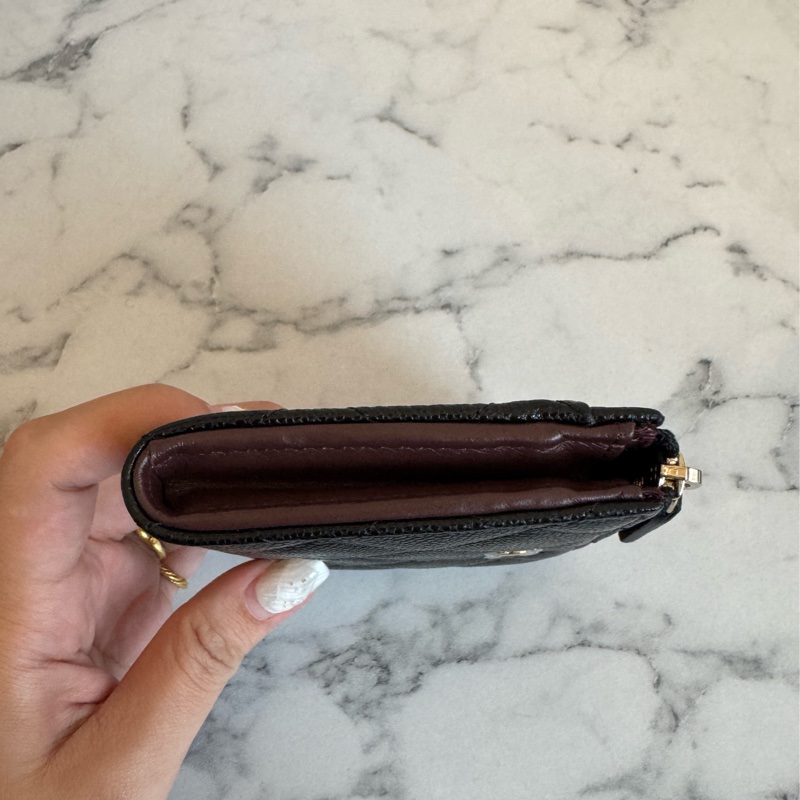 Chanel黑荔枝金雙C L型拉鏈零錢包-5