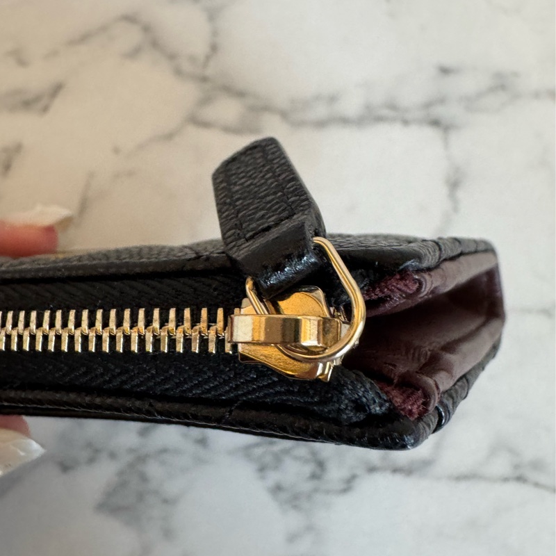 Chanel黑荔枝金雙C L型拉鏈零錢包-7