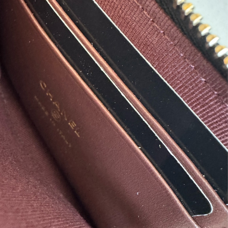 Chanel黑荔枝金雙C L型拉鏈零錢包-13