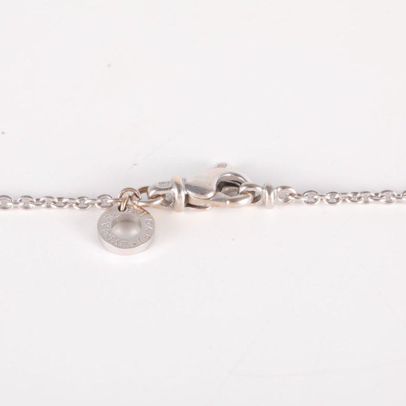 BVLGARI 18K白金鑽石白金彈簧滿鑽項鏈單環扣老扣18K/項鍊-4