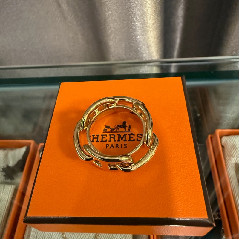Hermes Legato Torgate Chaine d'Ancre Scarf 90 Ring 豬鼻絲巾扣(金色)-2