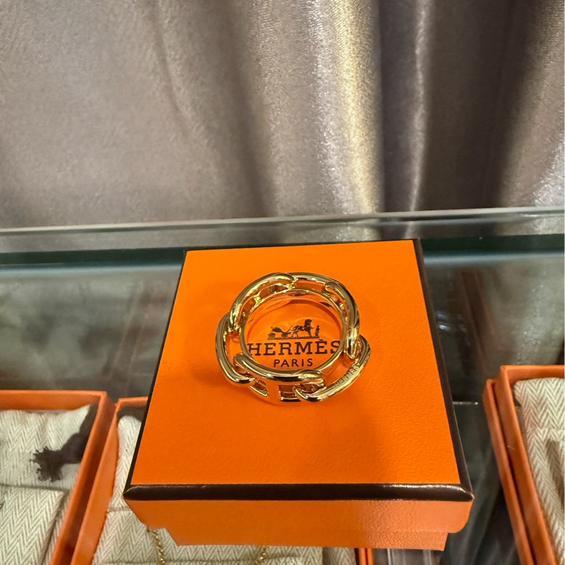 Hermes Legato Torgate Chaine d'Ancre Scarf 90 Ring 豬鼻絲巾扣(金色)-4