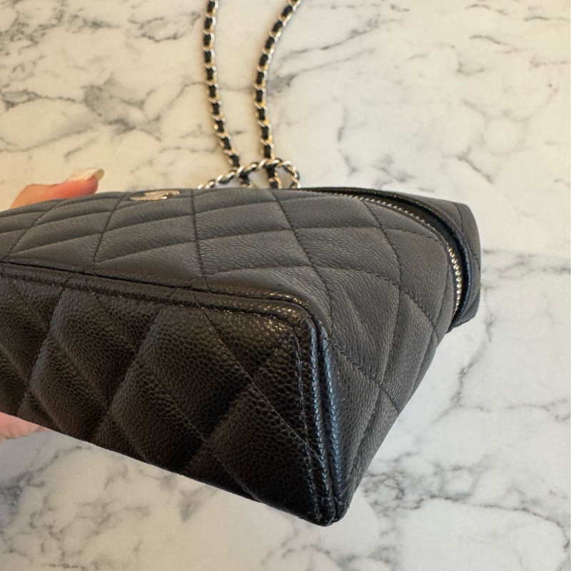 chanel黑荔枝金雙C飯盒手提兩用包-8