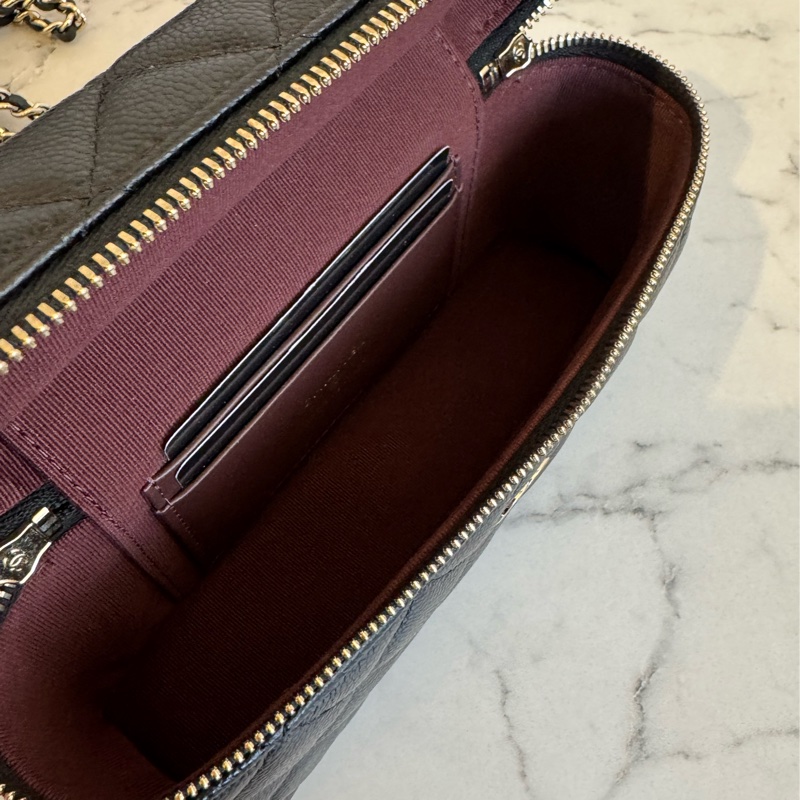 chanel黑荔枝金雙C飯盒手提兩用包-16