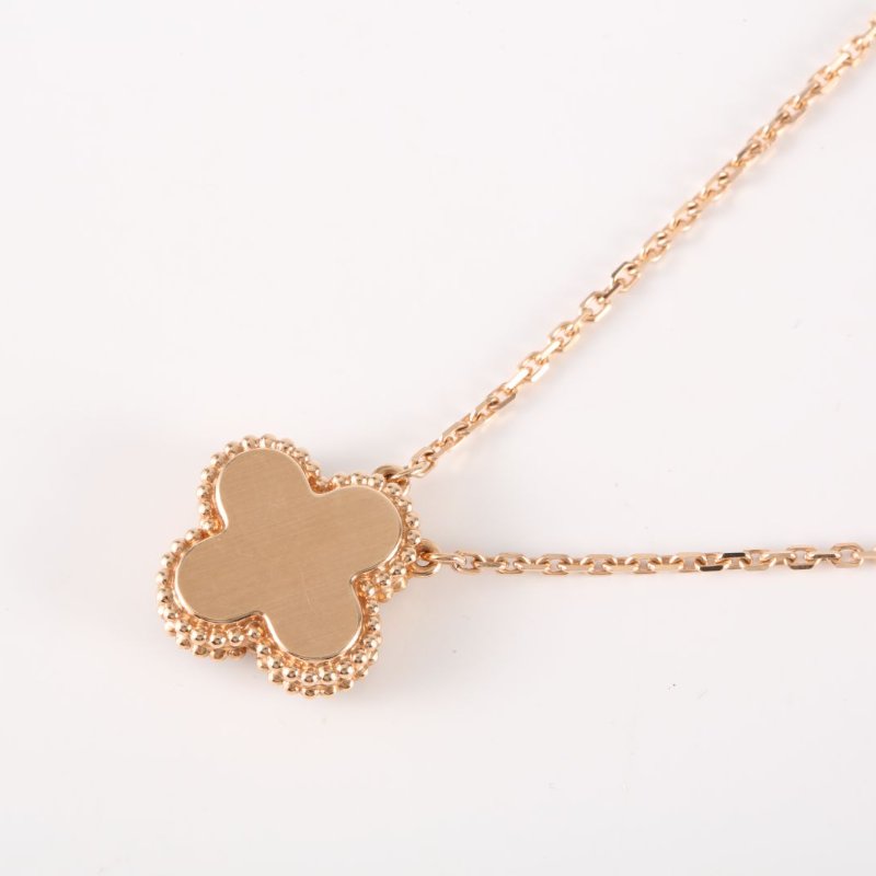 Van Cleef & Arpels VintageAlhambra中號單花項鏈2023年聖誕單鑽18K玫瑰金/鑽石/銀曜石項鏈玫瑰金鑽石/18K/銀曜石項鍊-2