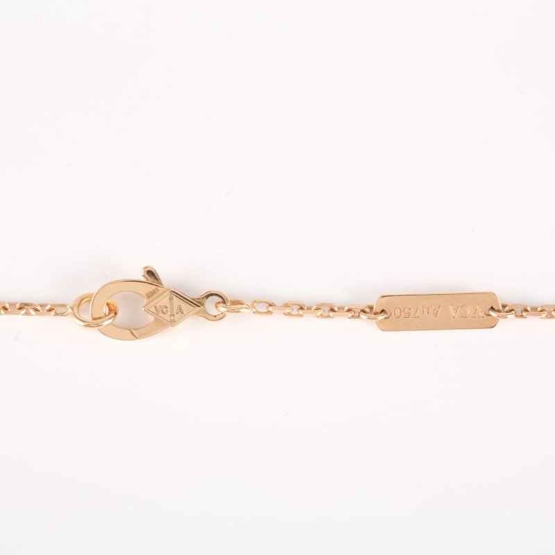 Van Cleef & Arpels VintageAlhambra中號單花項鏈2023年聖誕單鑽18K玫瑰金/鑽石/銀曜石項鏈玫瑰金鑽石/18K/銀曜石項鍊-4