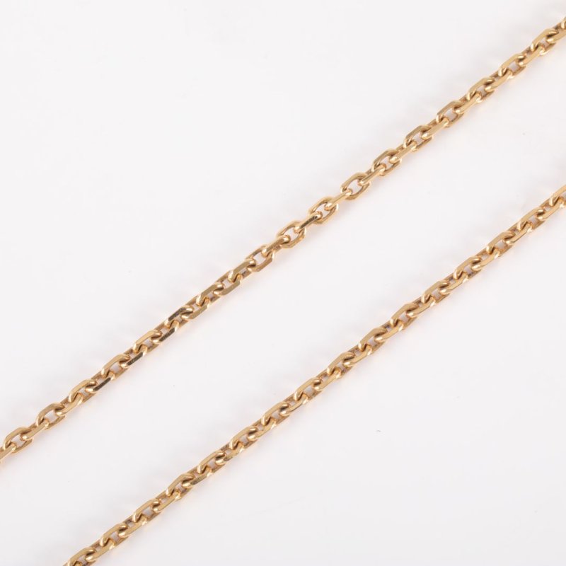 Van Cleef & Arpels VintageAlhambra中號單花項鏈新扣18K黃金/縞瑪瑙項鏈黃金項鍊-3