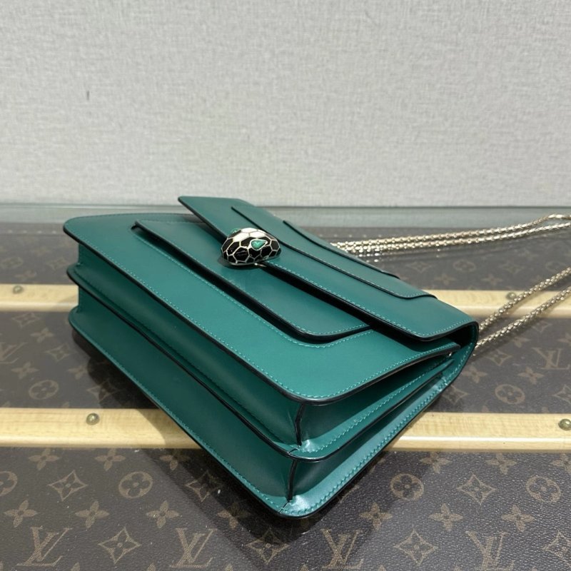 BVLGARI Serpenti Forever 綠色風琴蛇頭肩背斜背包 24.5*16*7 99新配件鏡子塵袋-4