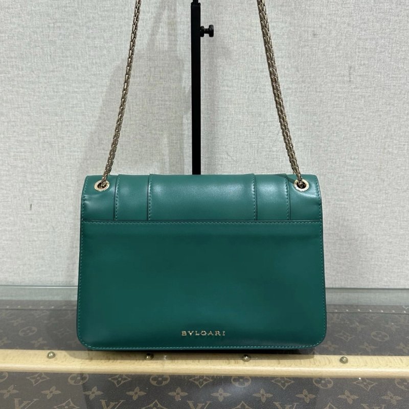 BVLGARI Serpenti Forever 綠色風琴蛇頭肩背斜背包 24.5*16*7 99新配件鏡子塵袋-5