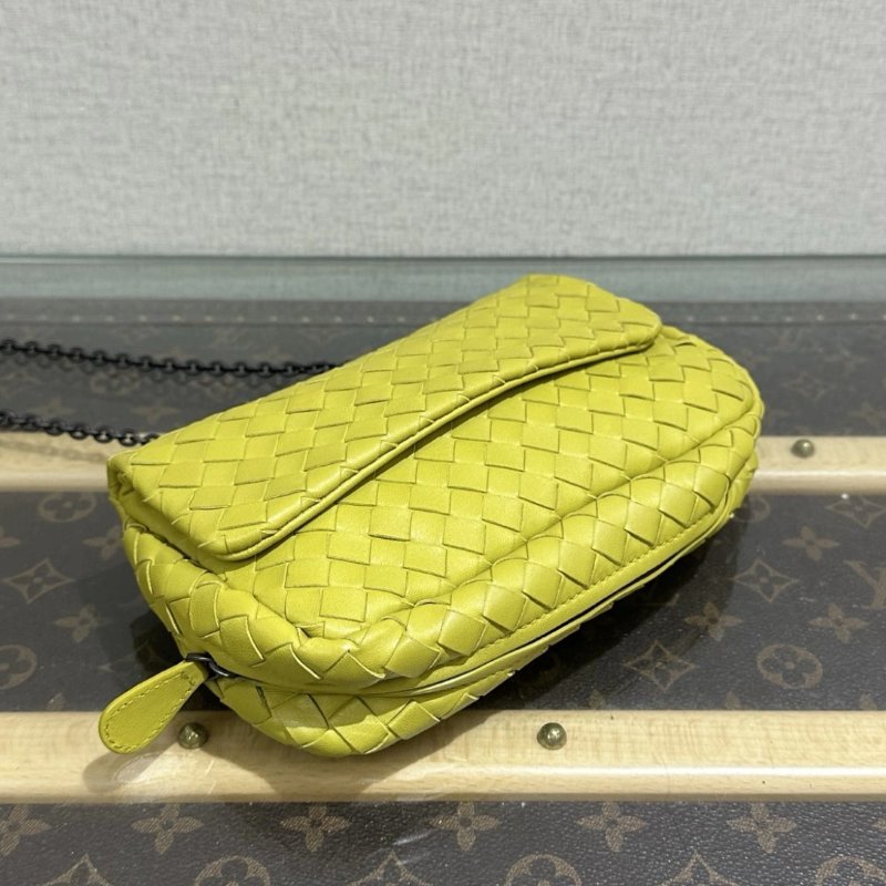 BV 編織黃色按扣開合肩背斜背包 19*11.5*6 98新配件塵袋-2