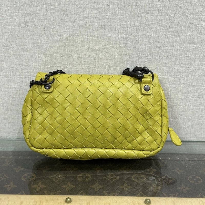 BV 編織黃色按扣開合肩背斜背包 19*11.5*6 98新配件塵袋-5