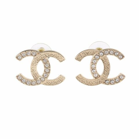 CHANEL 合金23P半鑽雙C耳釘耳環