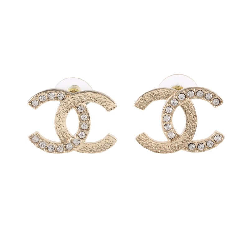CHANEL 合金23P半鑽雙C耳釘耳環-0