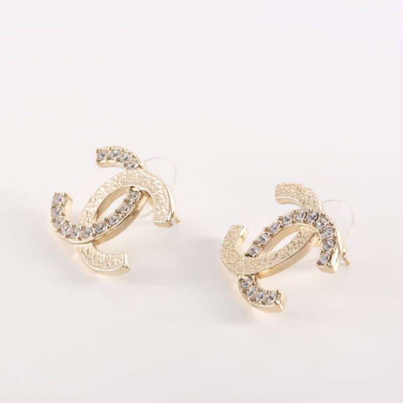 CHANEL 合金23P半鑽雙C耳釘耳環-1