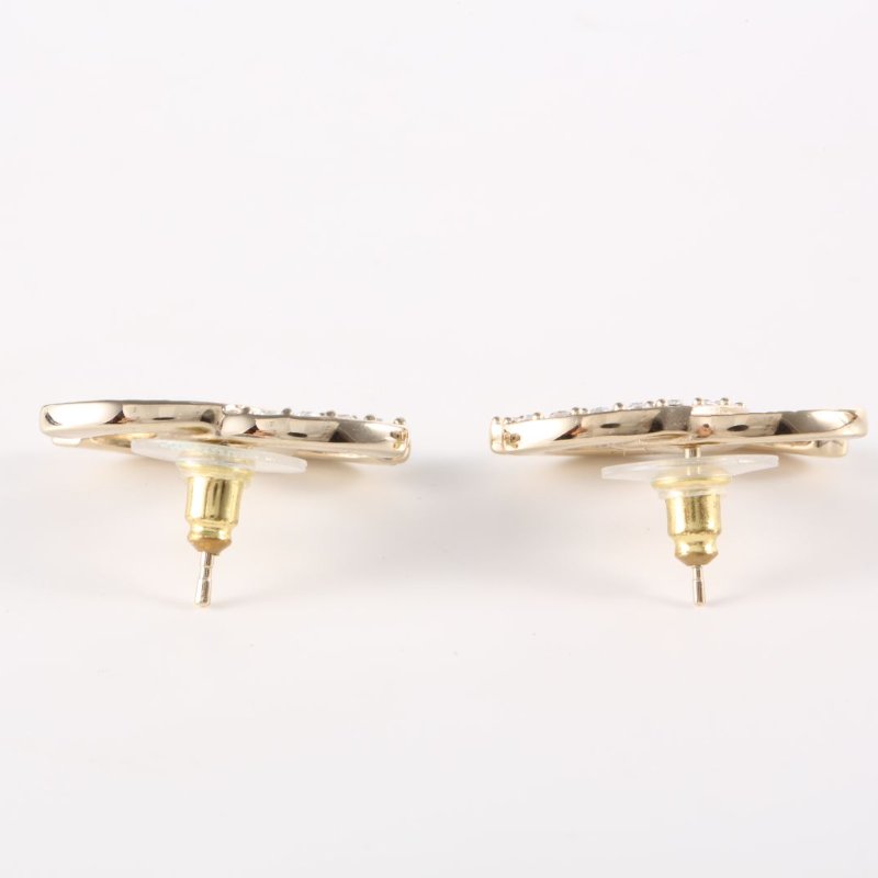 CHANEL 合金23P半鑽雙C耳釘耳環-2