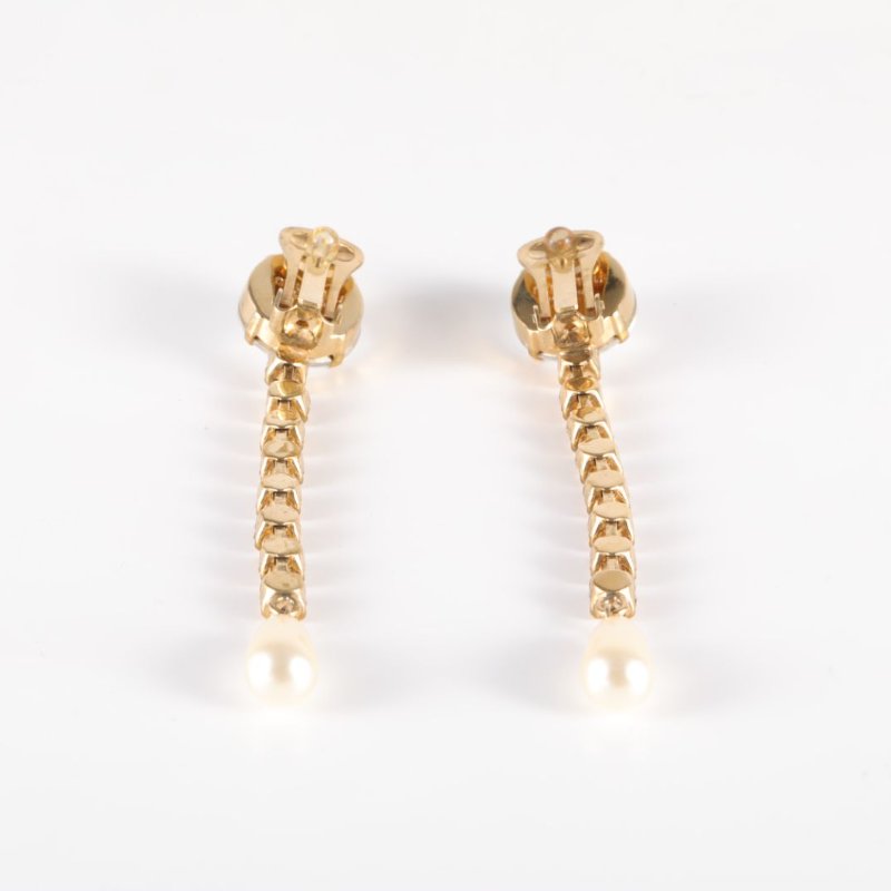 MIU MIU 合金水鑽流蘇耳夾耳環-3