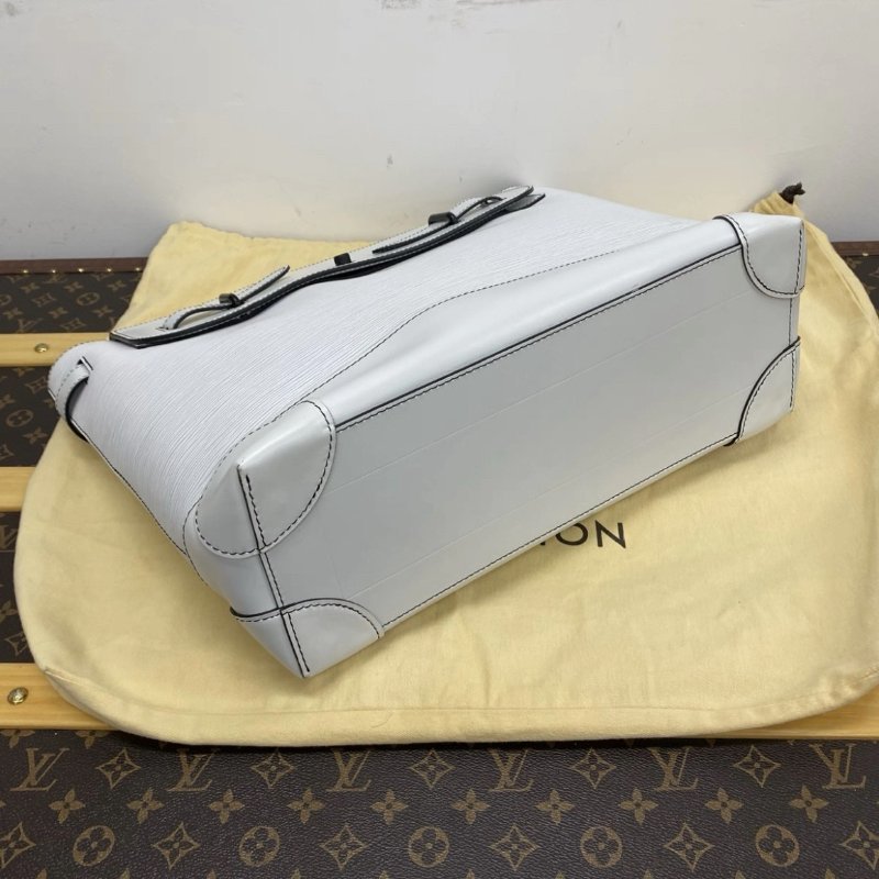 LV Steamer白色水波紋手提肩背斜背包 39*32*15 98新配件塵袋-2