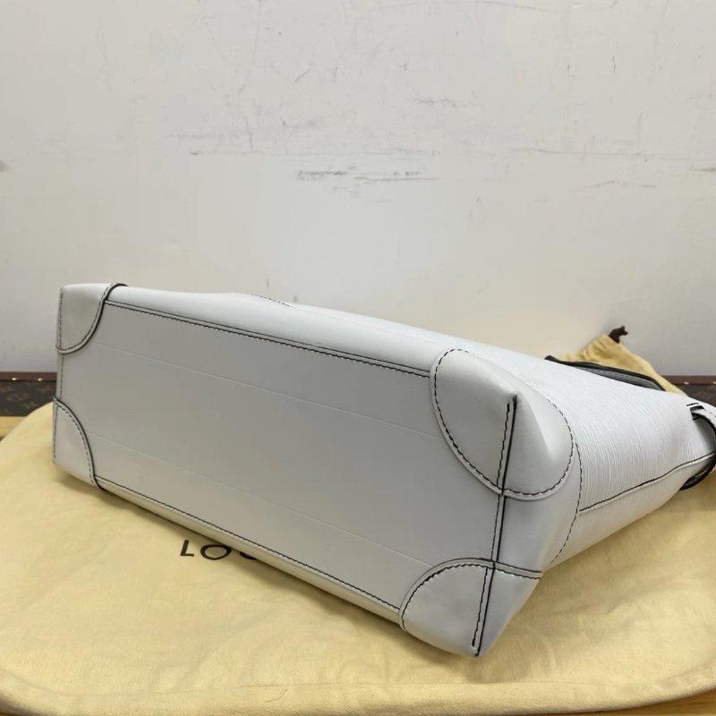 LV Steamer白色水波紋手提肩背斜背包 39*32*15 98新配件塵袋-4